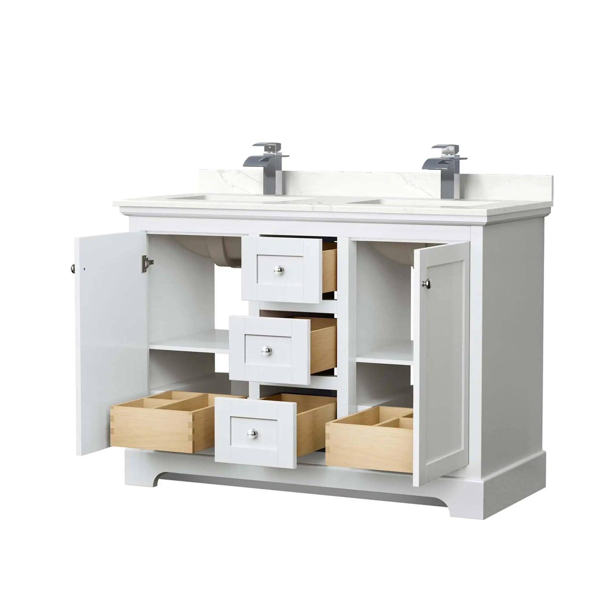 48" Avery Double Bathroom Vanity in White with Polished Chrome Trim by Wyndham