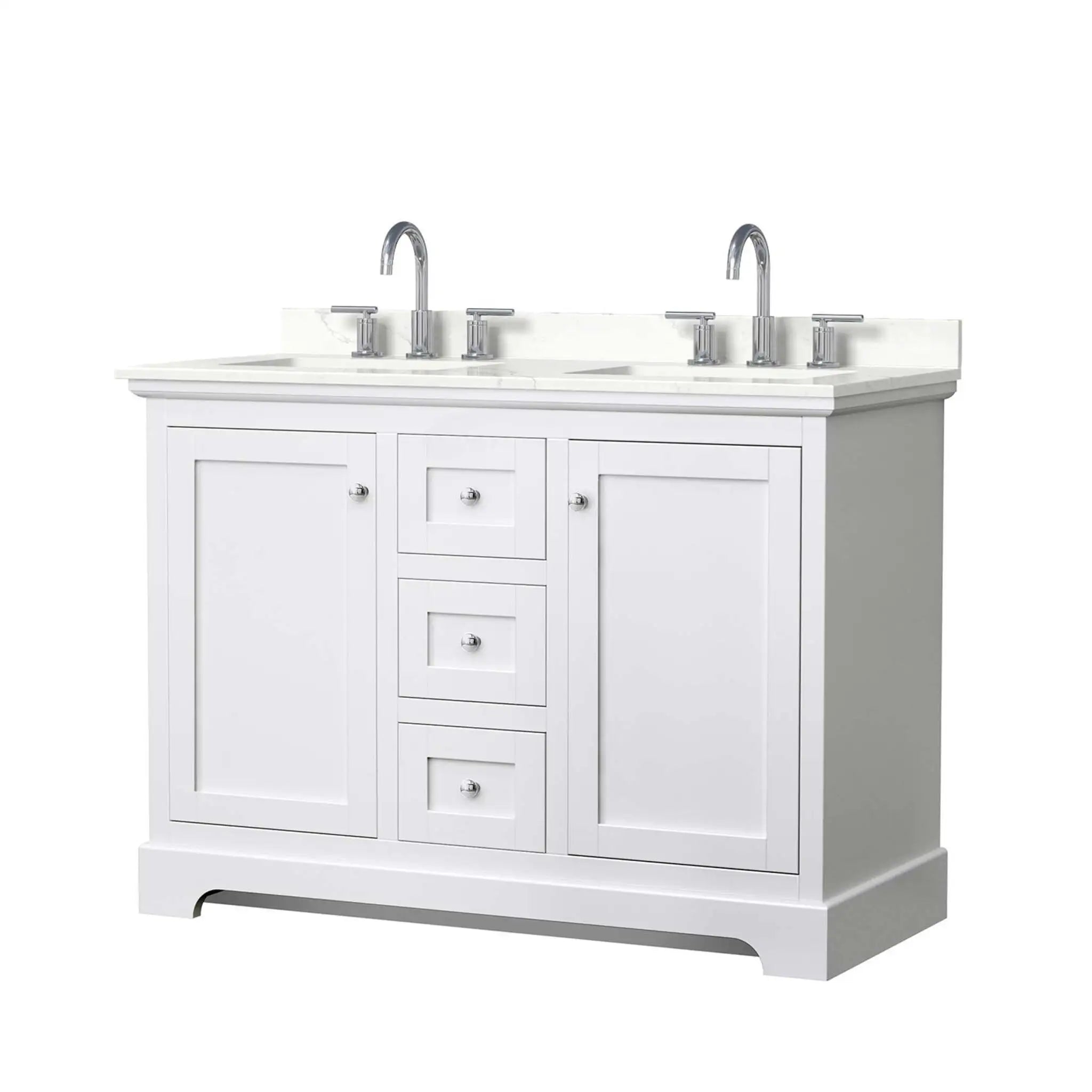 48" Avery Double Bathroom Vanity in White with Polished Chrome Trim by Wyndham
