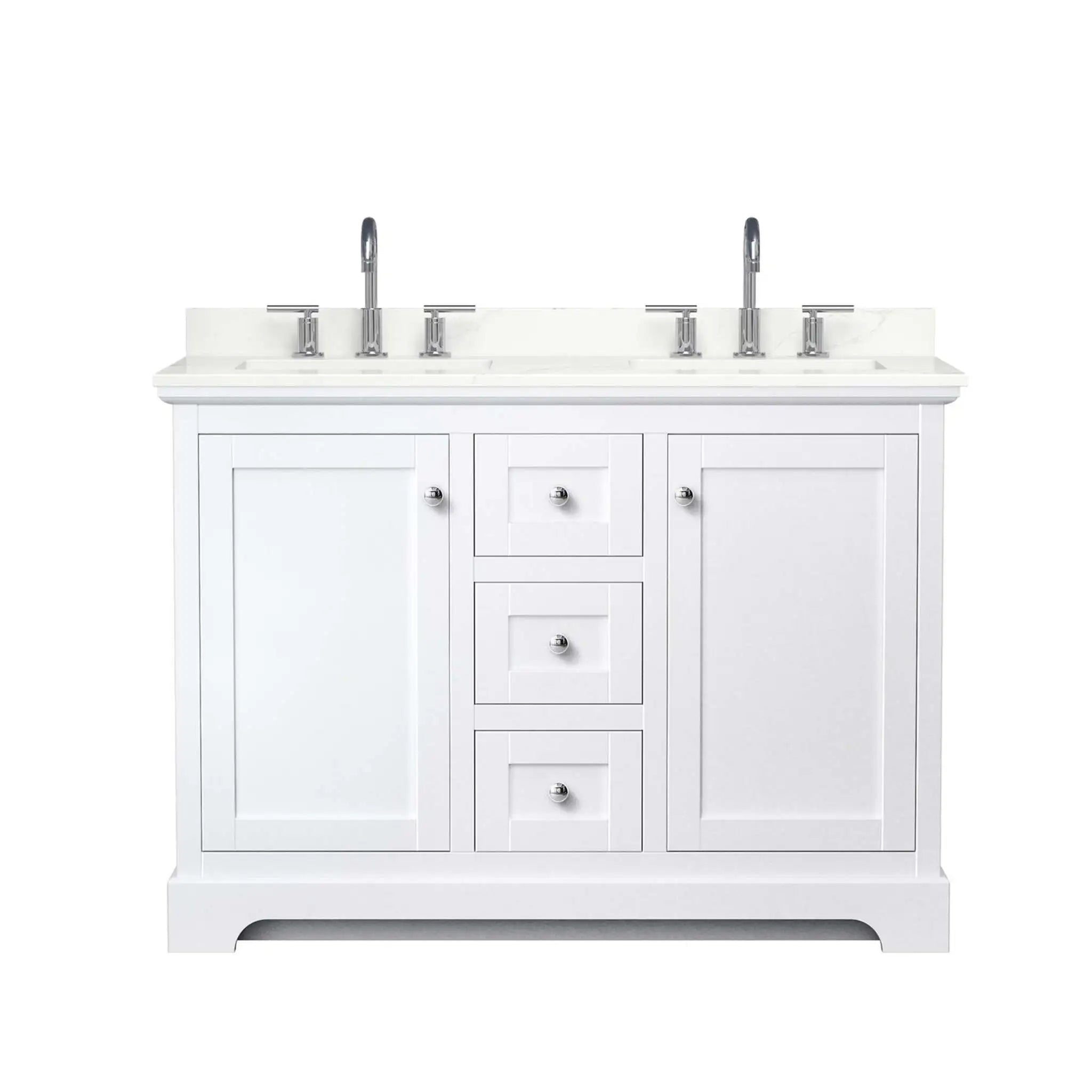 48" Avery Double Bathroom Vanity in White with Polished Chrome Trim by Wyndham