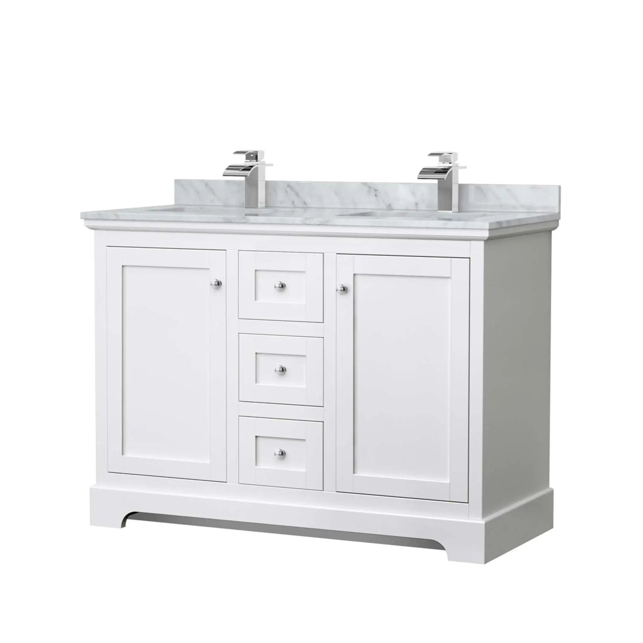 48" Avery Double Bathroom Vanity in White with Polished Chrome Trim by Wyndham