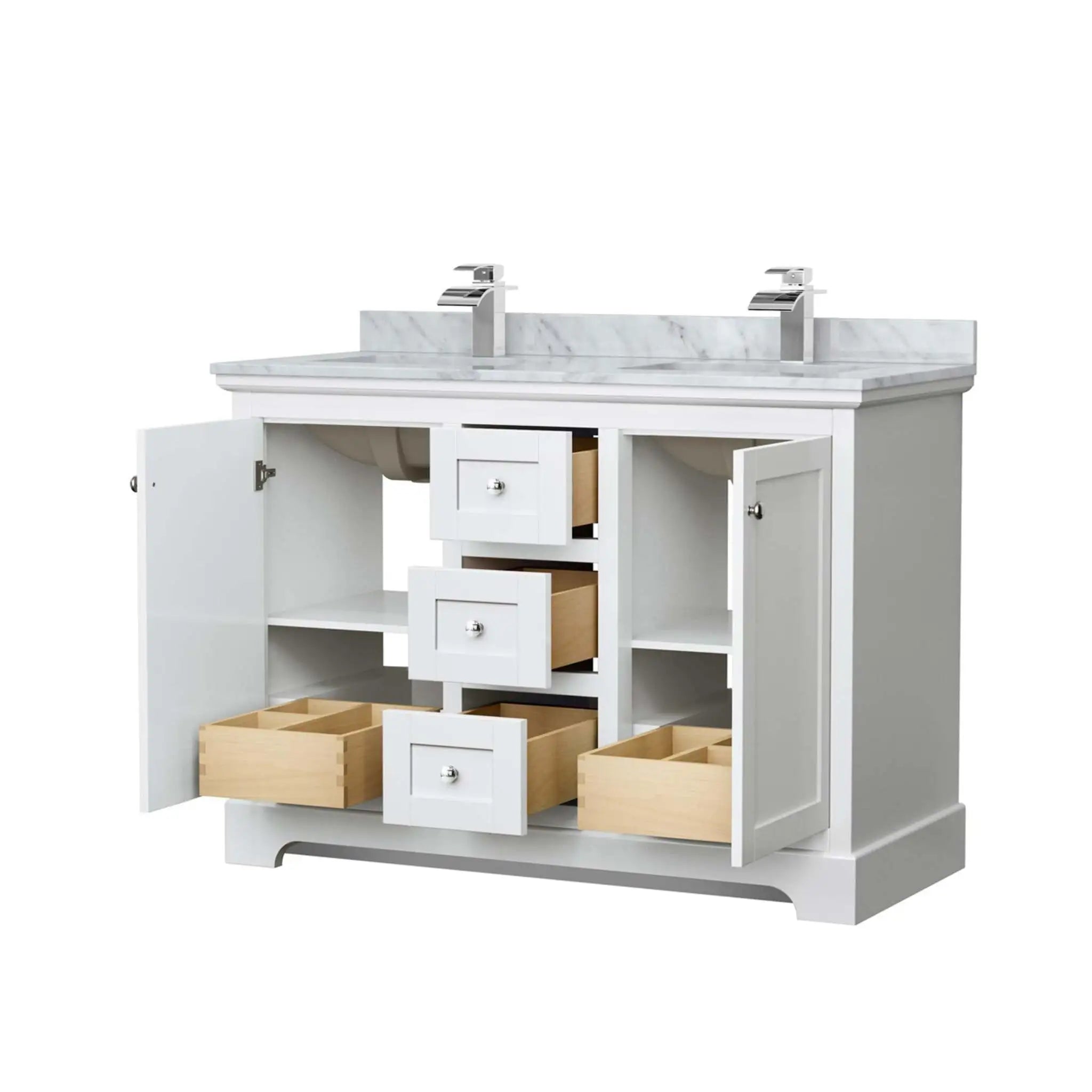 48" Avery Double Bathroom Vanity in White with Polished Chrome Trim by Wyndham