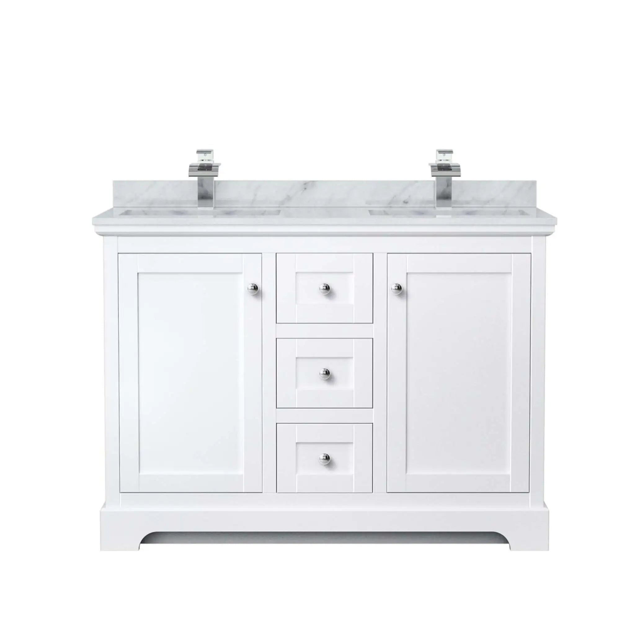 48" Avery Double Bathroom Vanity in White with Polished Chrome Trim by Wyndham