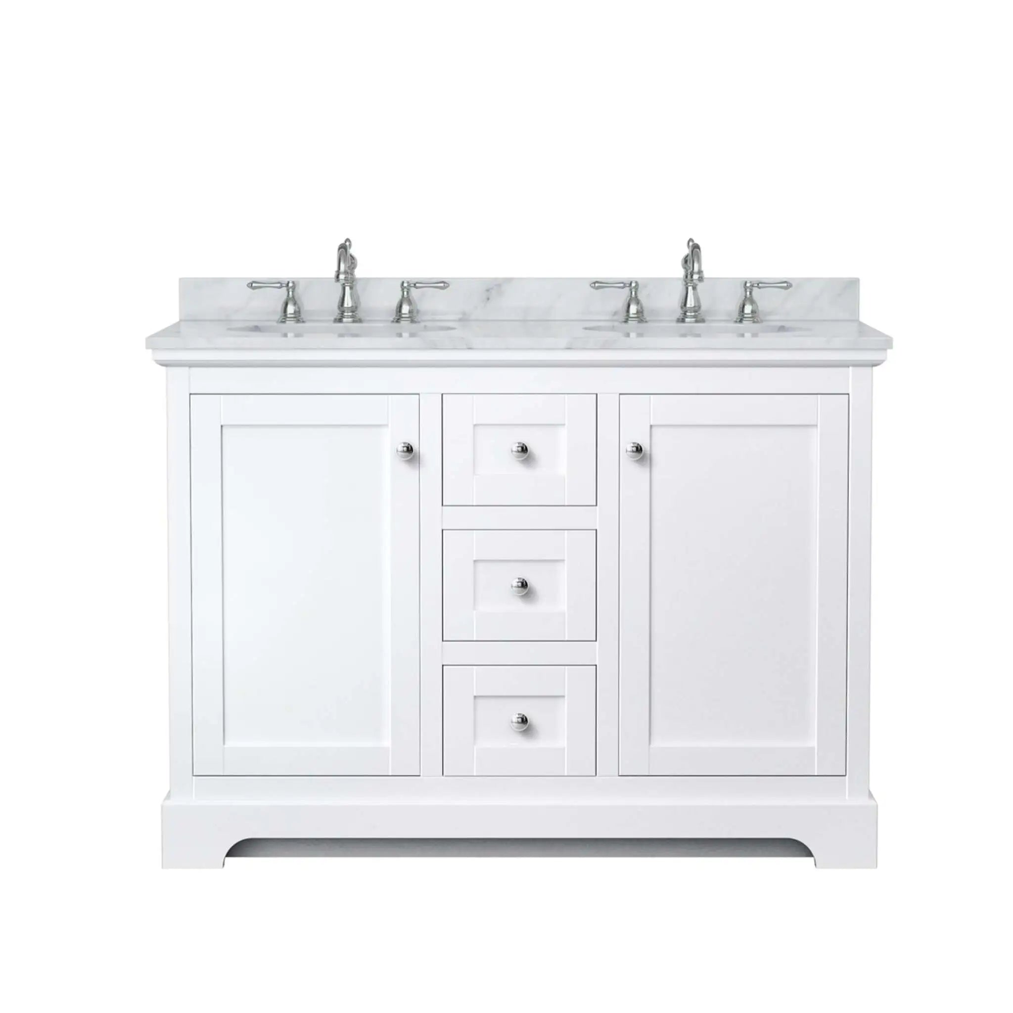 48" Avery Double Bathroom Vanity in White with Polished Chrome Trim by Wyndham