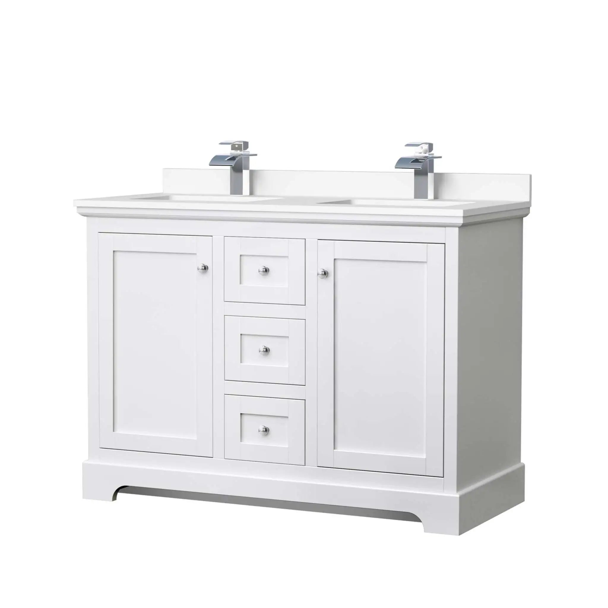 48" Avery Double Bathroom Vanity in White with Polished Chrome Trim by Wyndham