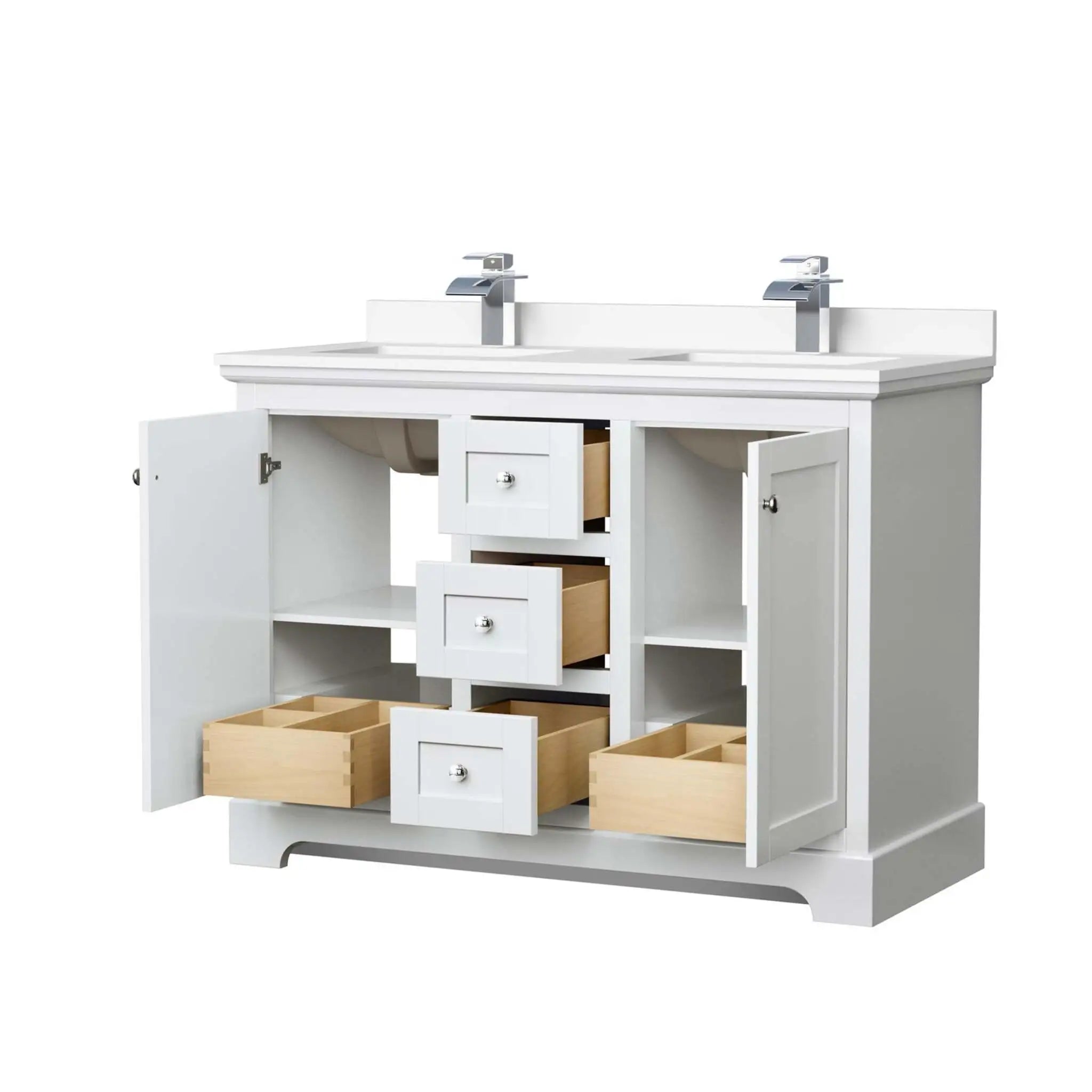 48" Avery Double Bathroom Vanity in White with Polished Chrome Trim by Wyndham