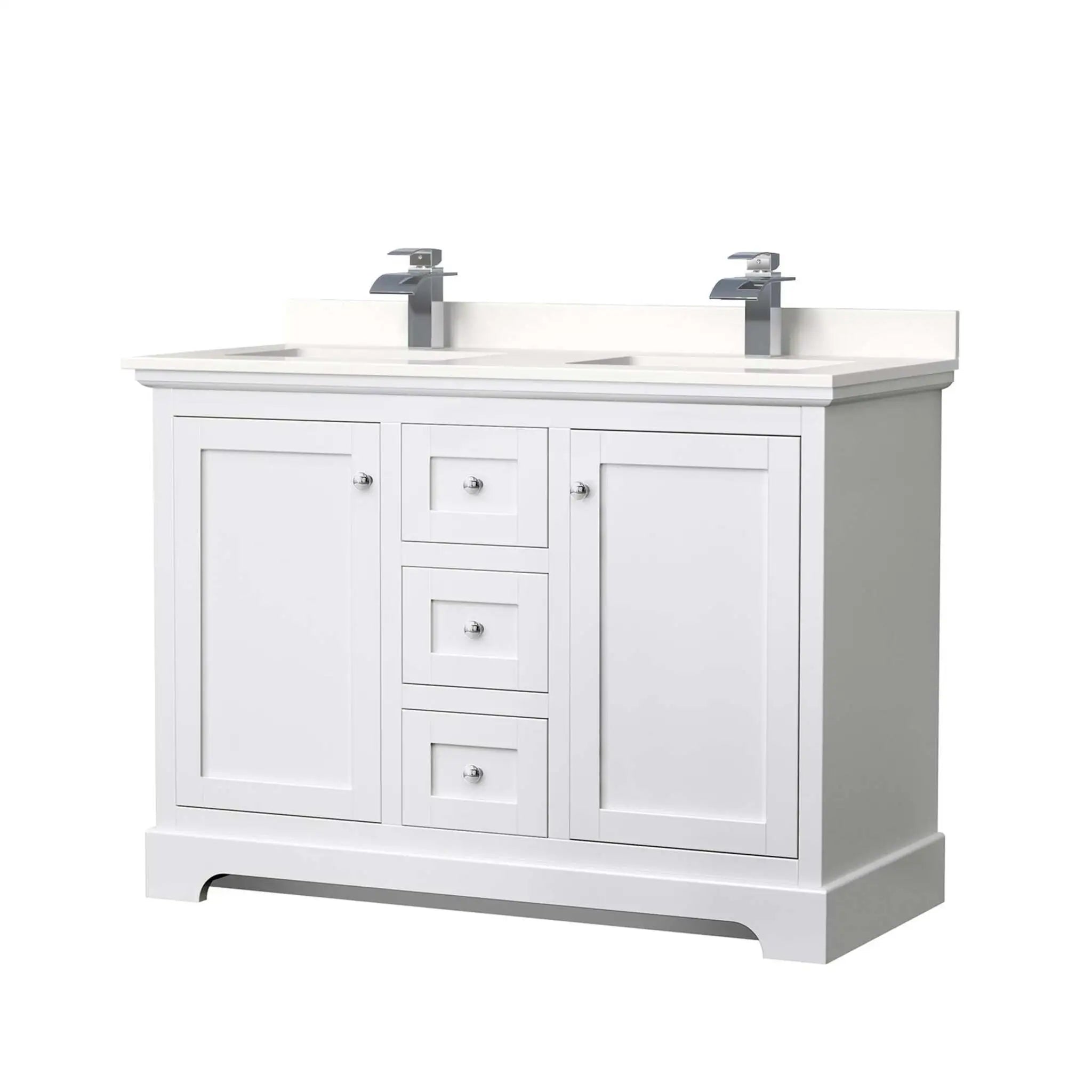 48" Avery Double Bathroom Vanity in White with Polished Chrome Trim by Wyndham