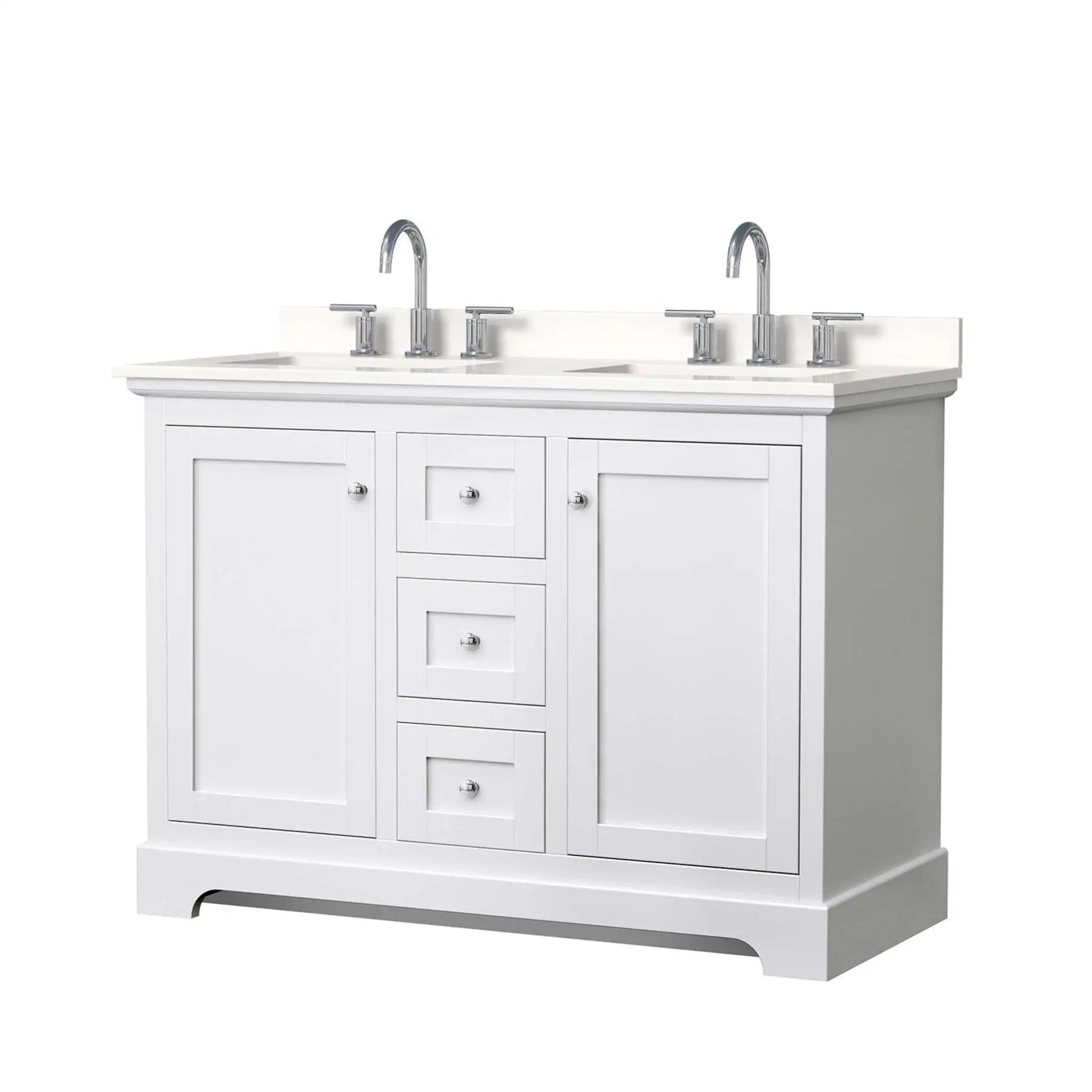 48" Avery Double Bathroom Vanity in White with Polished Chrome Trim by Wyndham