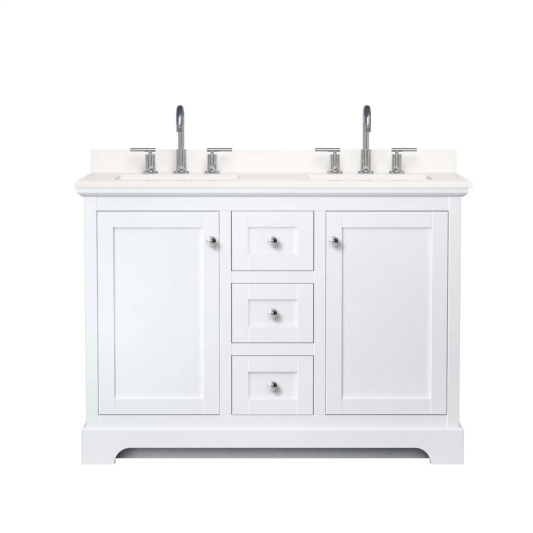 48" Avery Double Bathroom Vanity in White with Polished Chrome Trim by Wyndham