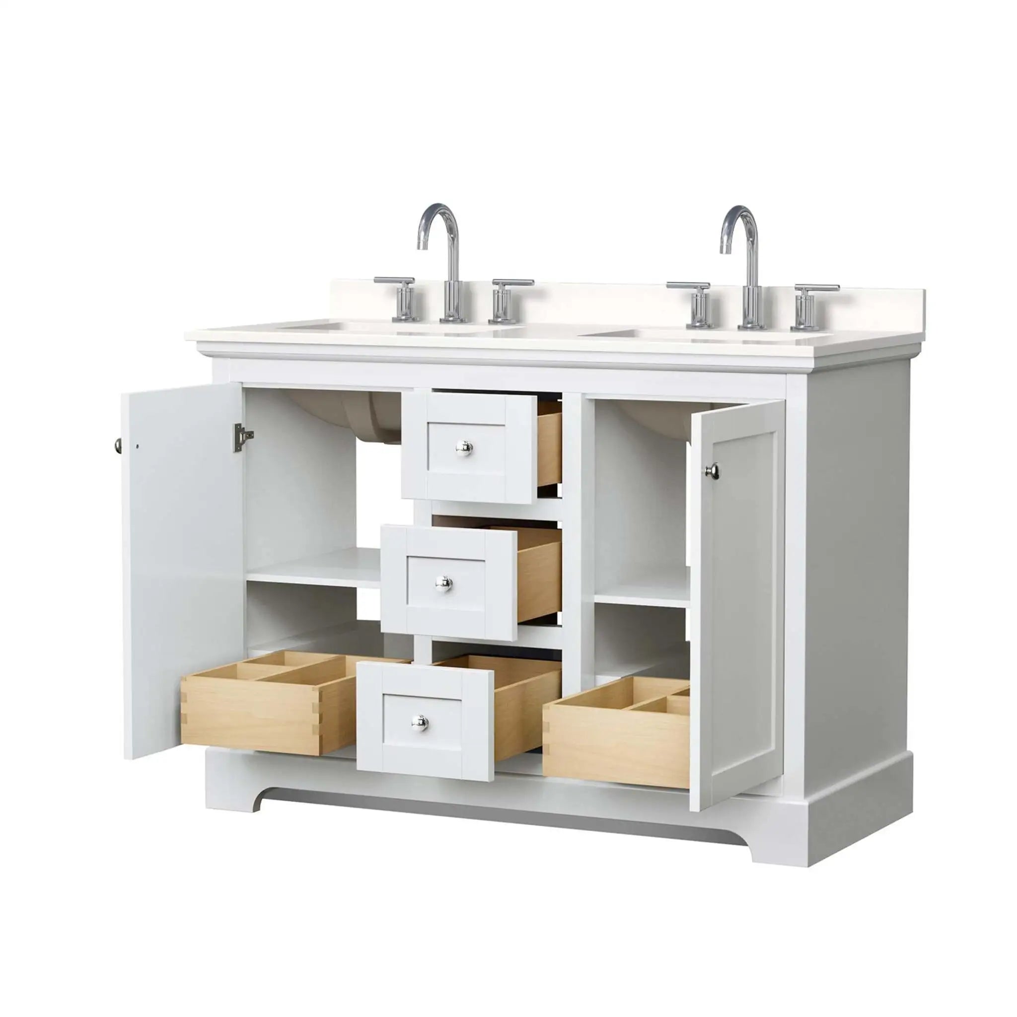 48" Avery Double Bathroom Vanity in White with Polished Chrome Trim by Wyndham