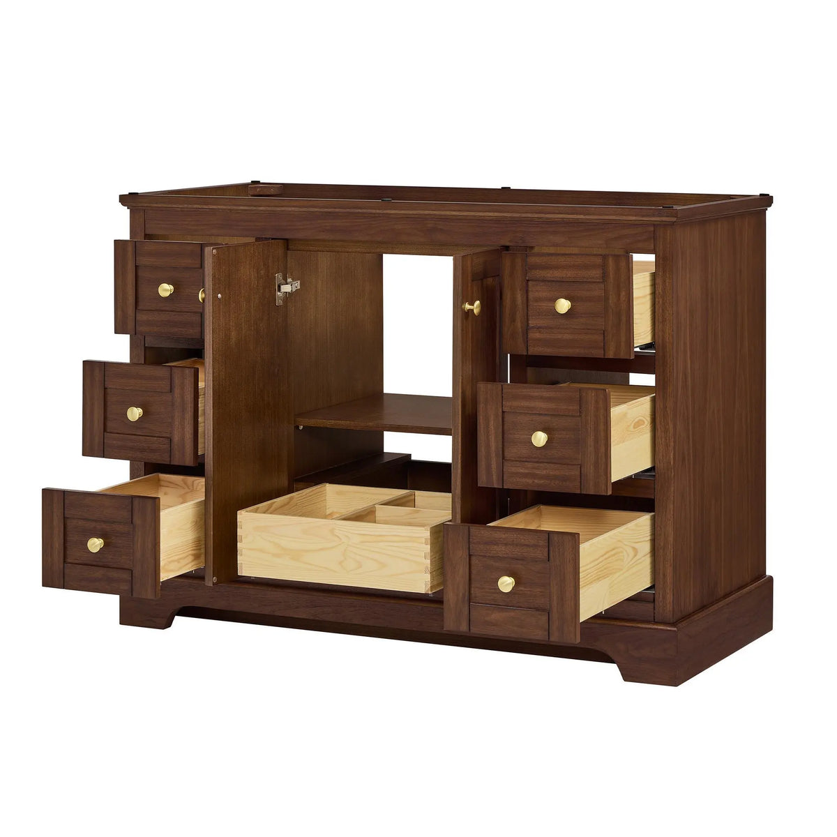 48" Avery Single Bathroom Vanity Dark Walnut Brushed Gold Trim by wyndham View 42