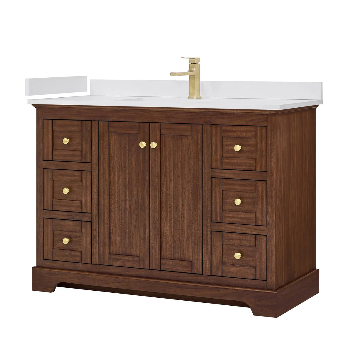 48" Avery Single Bathroom Vanity Dark Walnut Brushed Gold Trim by wyndham View 10