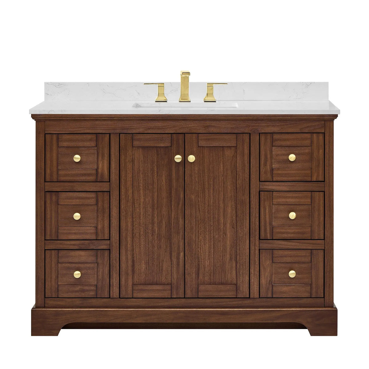48" Avery Single Bathroom Vanity Dark Walnut Brushed Gold Trim by wyndham View 11