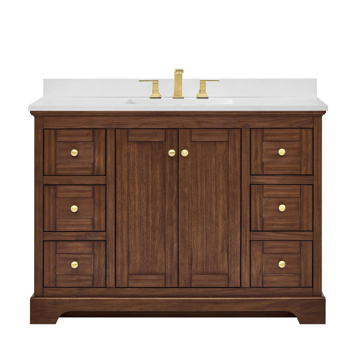 48" Avery Single Bathroom Vanity Dark Walnut Brushed Gold Trim by wyndham View 31