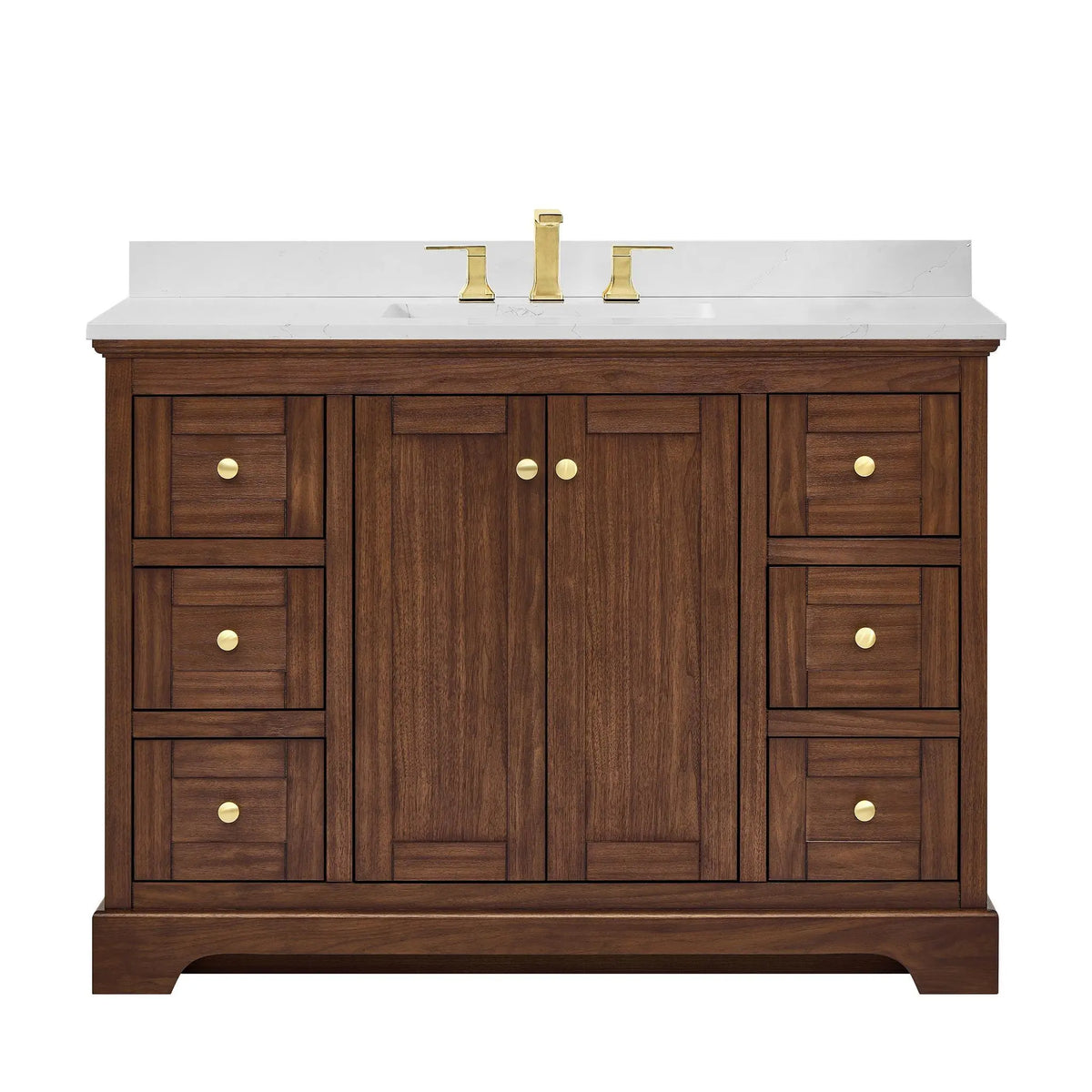 48" Avery Single Bathroom Vanity Dark Walnut Brushed Gold Trim by wyndham View 36
