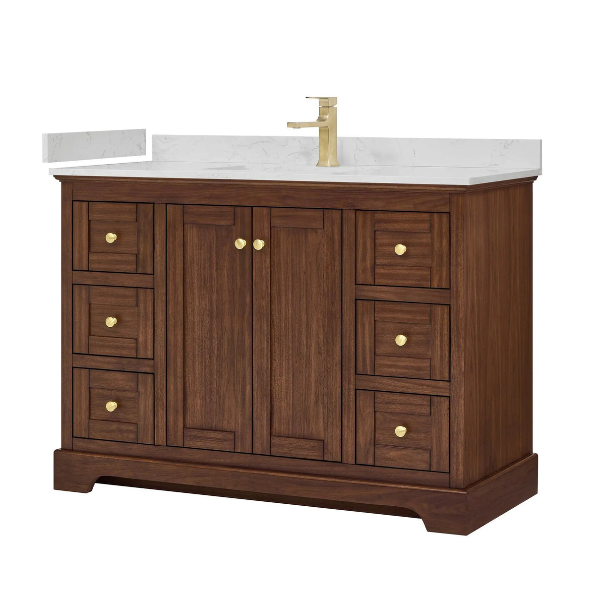 48" Avery Single Bathroom Vanity Dark Walnut Brushed Gold Trim by wyndham View 5