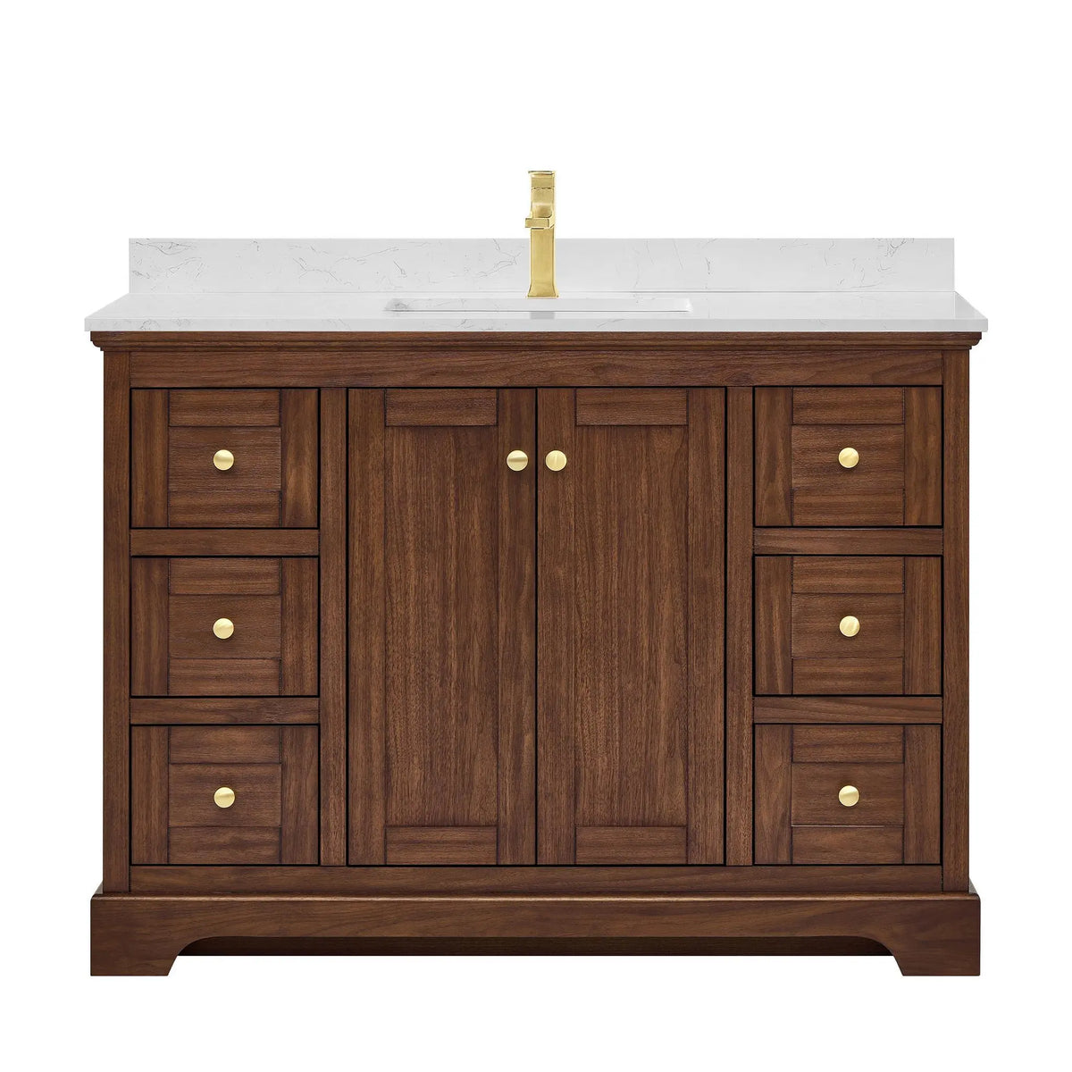 48" Avery Single Bathroom Vanity Dark Walnut Brushed Gold Trim by wyndham View 1