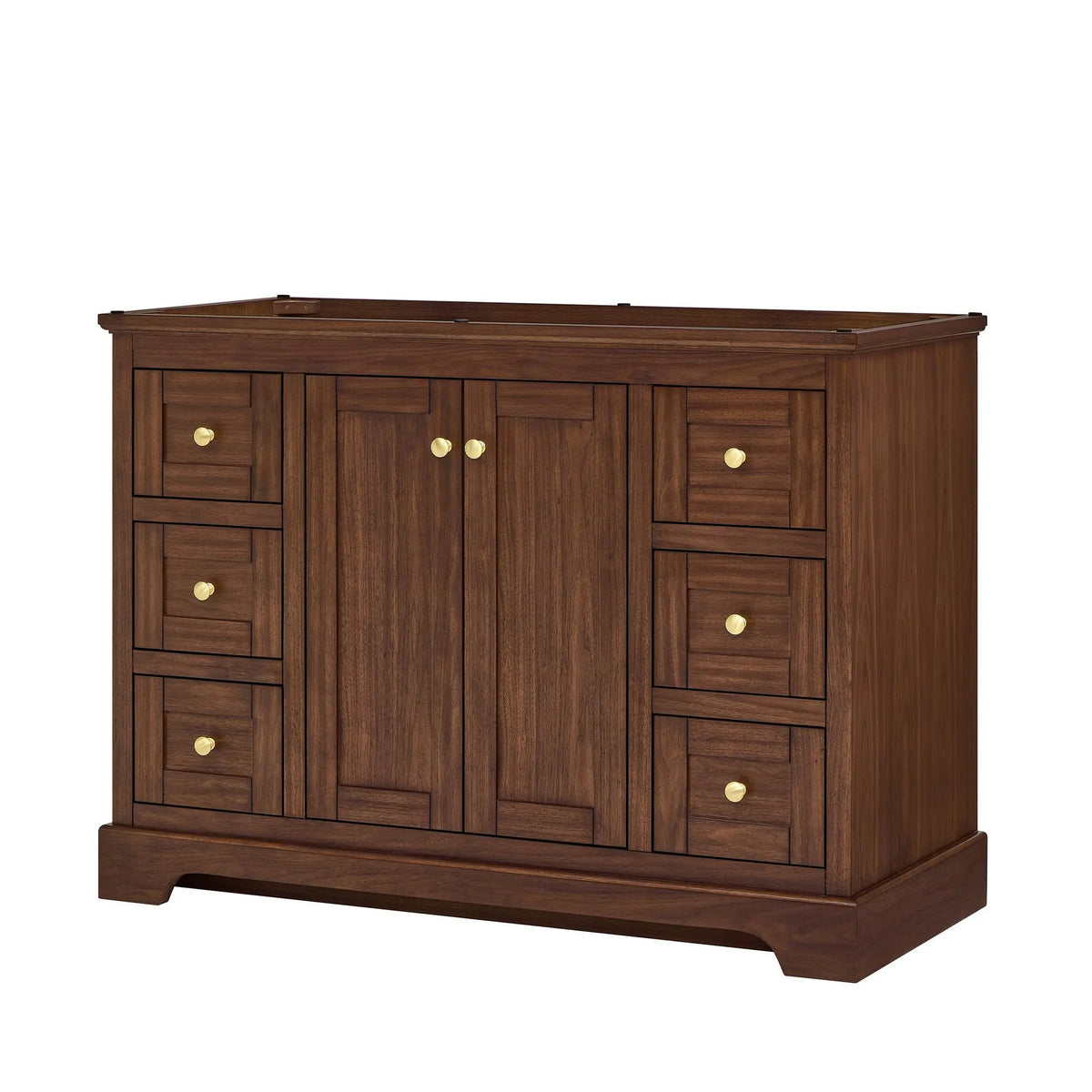 48" Avery Single Bathroom Vanity Dark Walnut Brushed Gold Trim by wyndham View 44