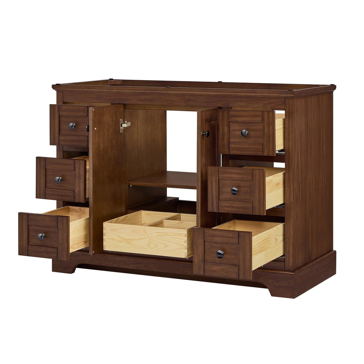 48" Avery Single Bathroom Vanity Dark Walnut Matte Black Trim by wyndham View 42