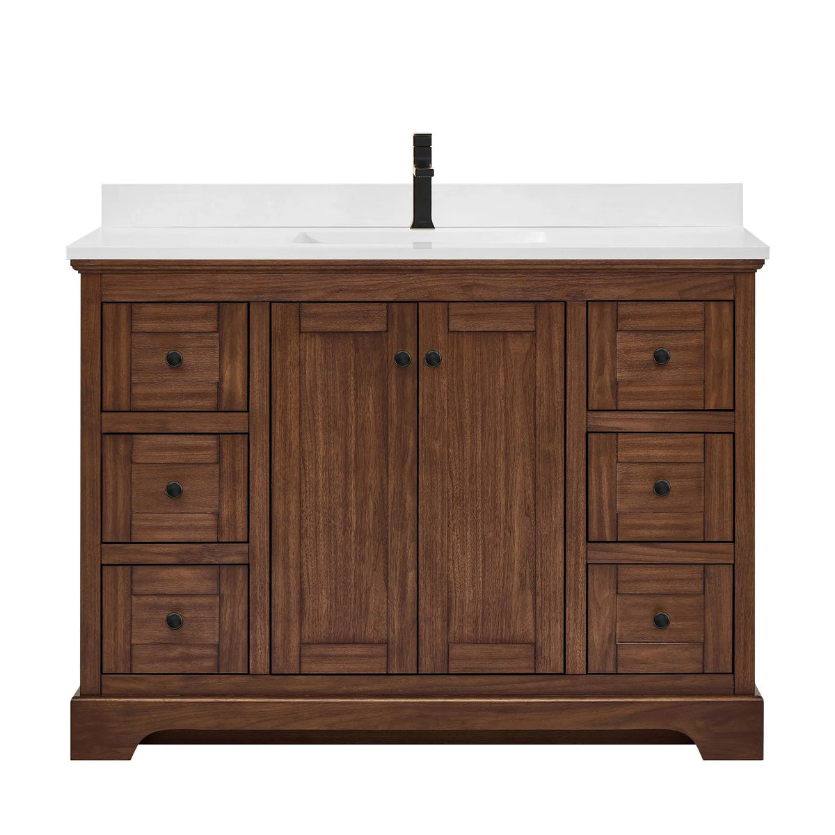 48" Avery Single Bathroom Vanity Dark Walnut Matte Black Trim by wyndham View 6