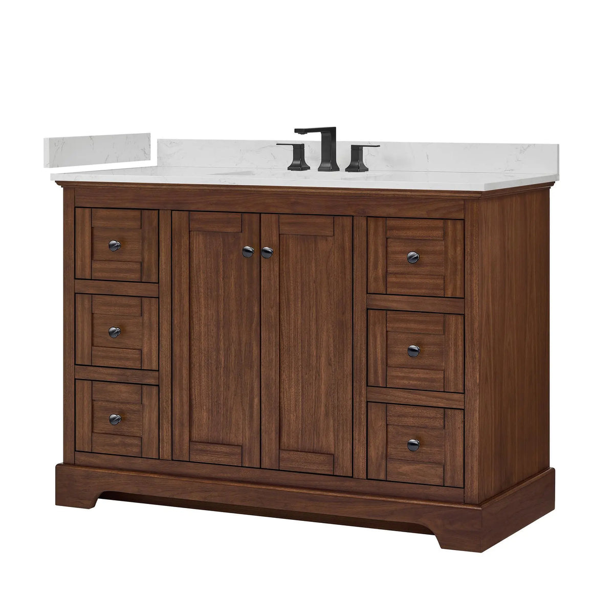 48" Avery Single Bathroom Vanity Dark Walnut Matte Black Trim by wyndham View 15