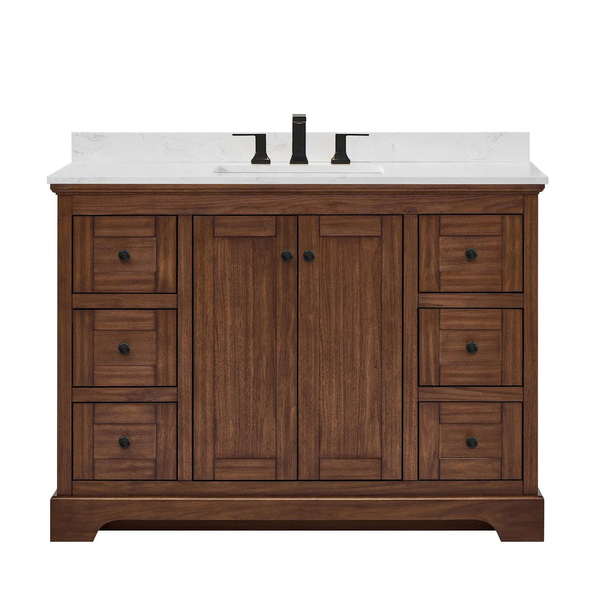 48" Avery Single Bathroom Vanity Dark Walnut Matte Black Trim by wyndham View 11