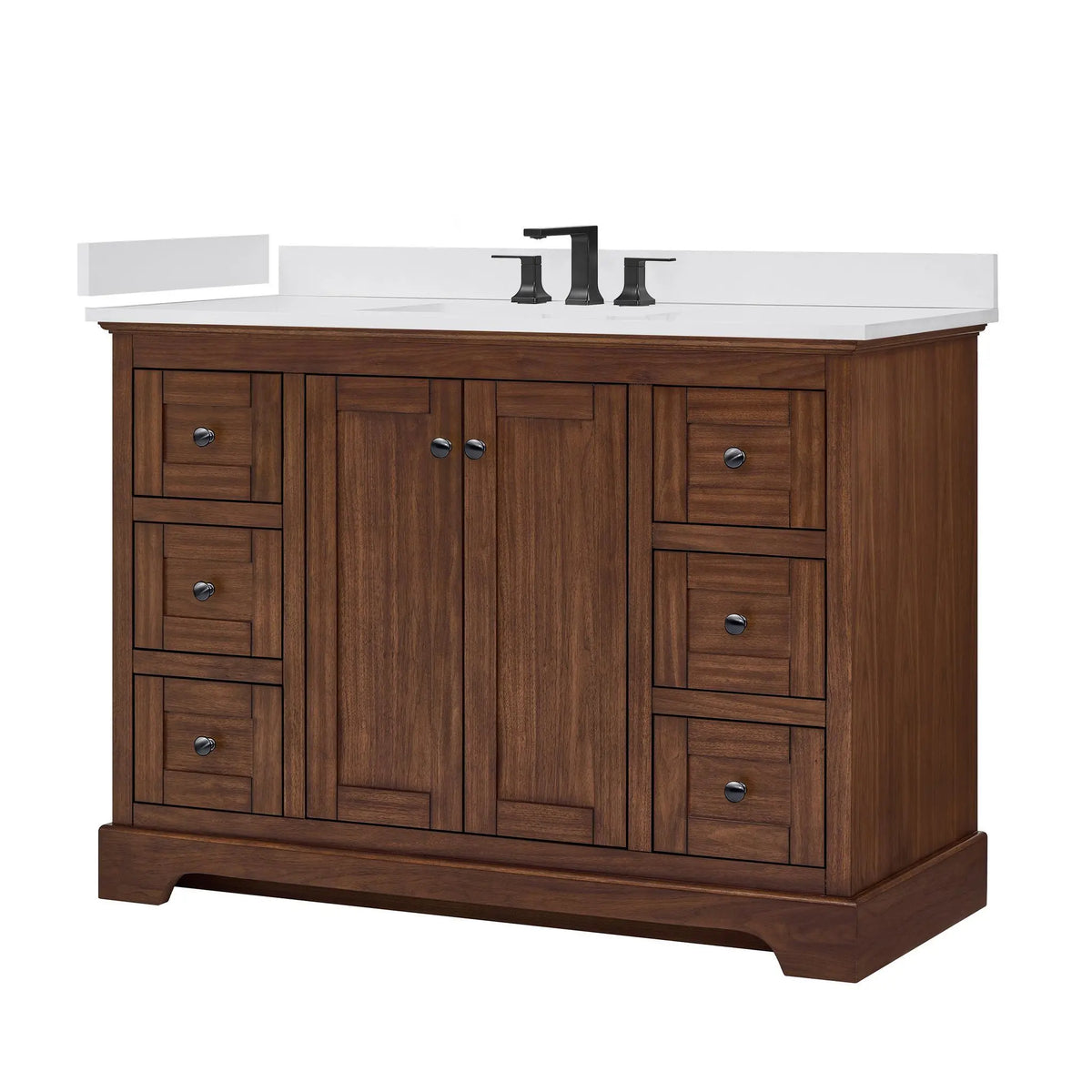 48" Avery Single Bathroom Vanity Dark Walnut Matte Black Trim by wyndham View 20