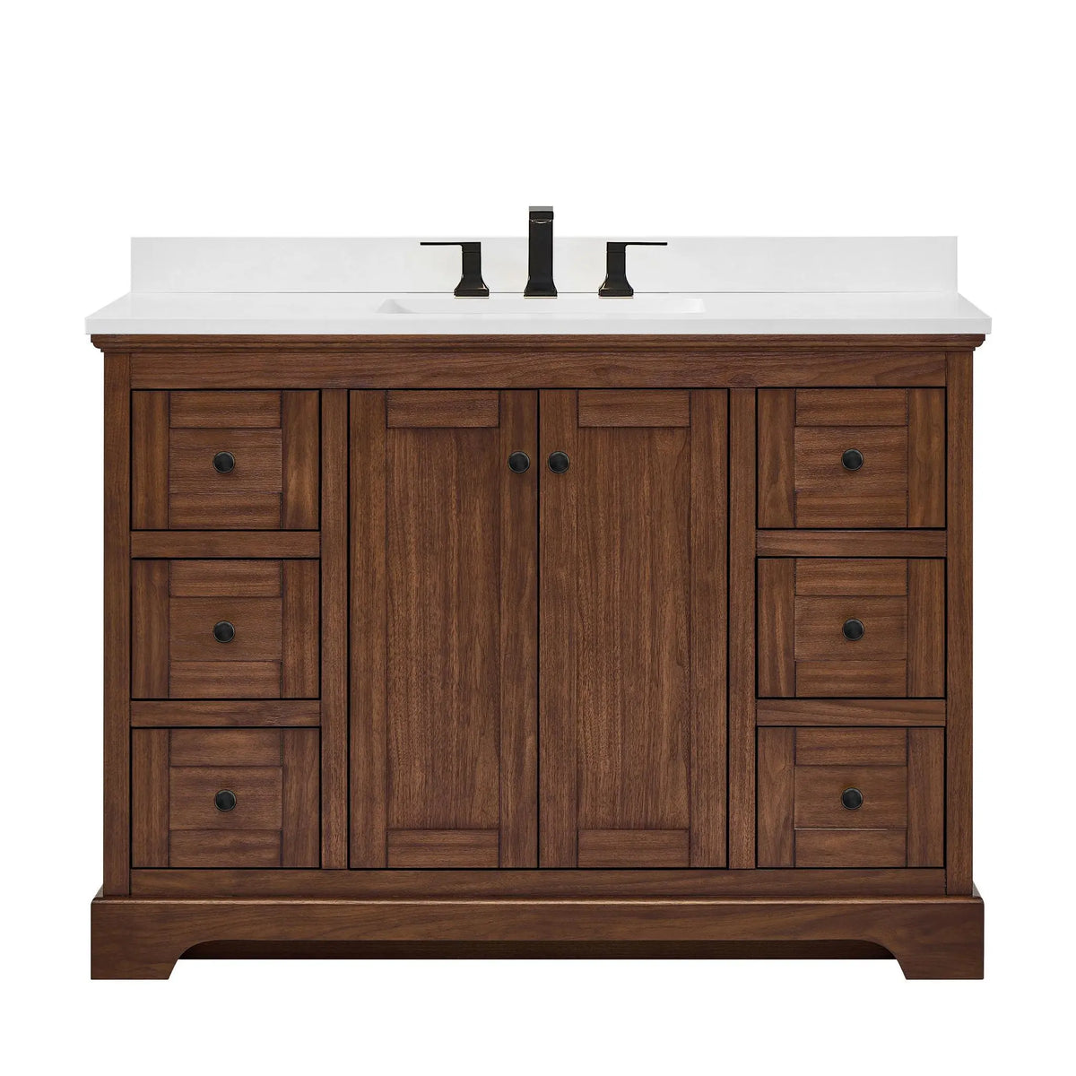 48" Avery Single Bathroom Vanity Dark Walnut Matte Black Trim by wyndham View 16