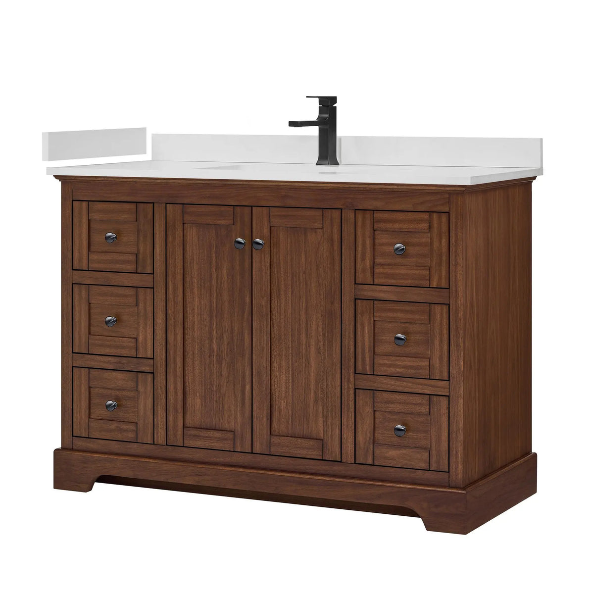 48" Avery Single Bathroom Vanity Dark Walnut Matte Black Trim by wyndham View 25