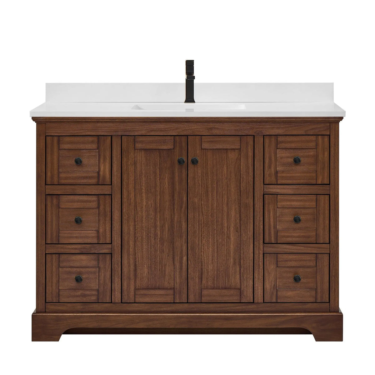 48" Avery Single Bathroom Vanity Dark Walnut Matte Black Trim by wyndham View 21