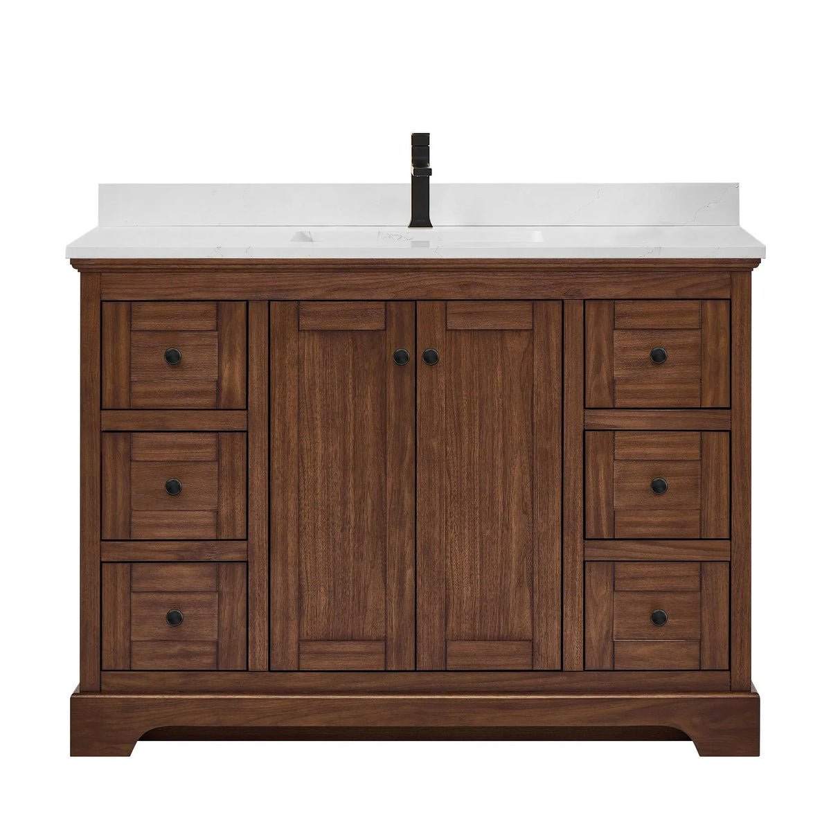 48" Avery Single Bathroom Vanity Dark Walnut Matte Black Trim by wyndham View 26