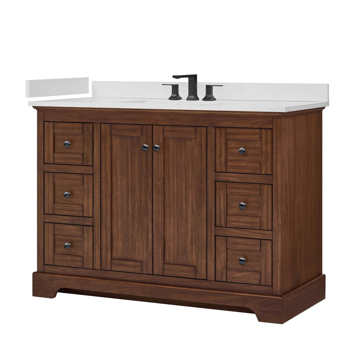 48" Avery Single Bathroom Vanity Dark Walnut Matte Black Trim by wyndham View 35