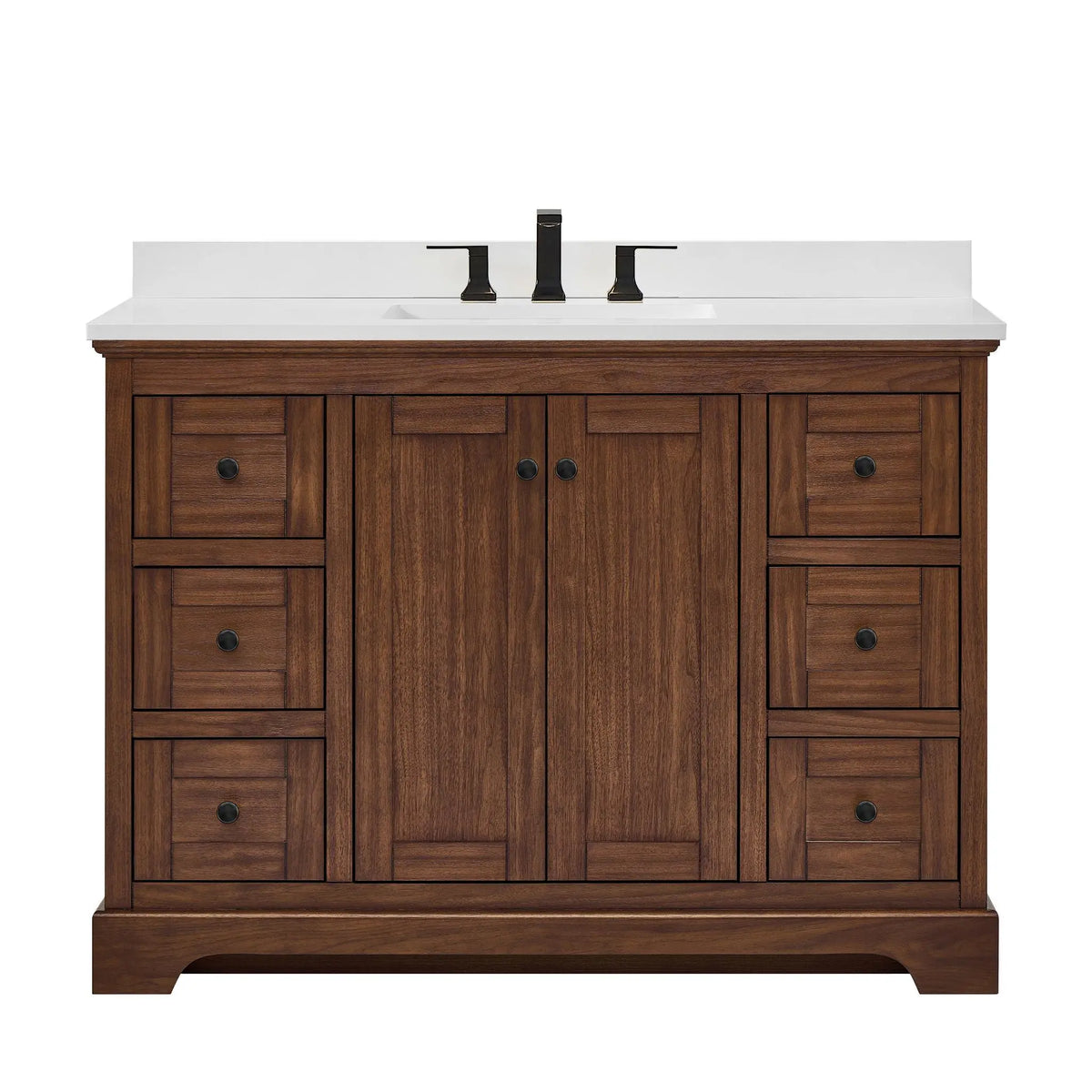 48" Avery Single Bathroom Vanity Dark Walnut Matte Black Trim by wyndham View 31
