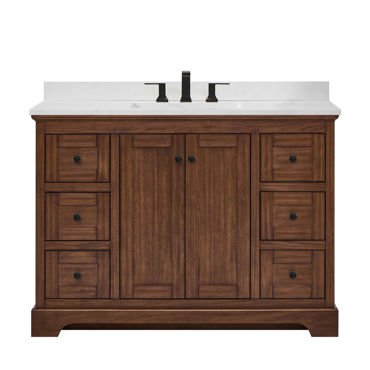 48" Avery Single Bathroom Vanity Dark Walnut Matte Black Trim by wyndham View 36