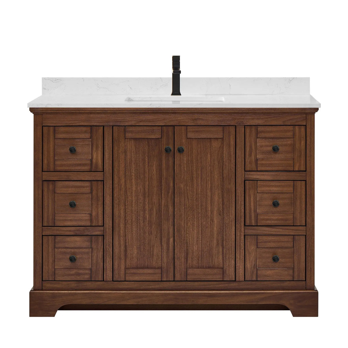 48" Avery Single Bathroom Vanity Dark Walnut Matte Black Trim by wyndham View 1