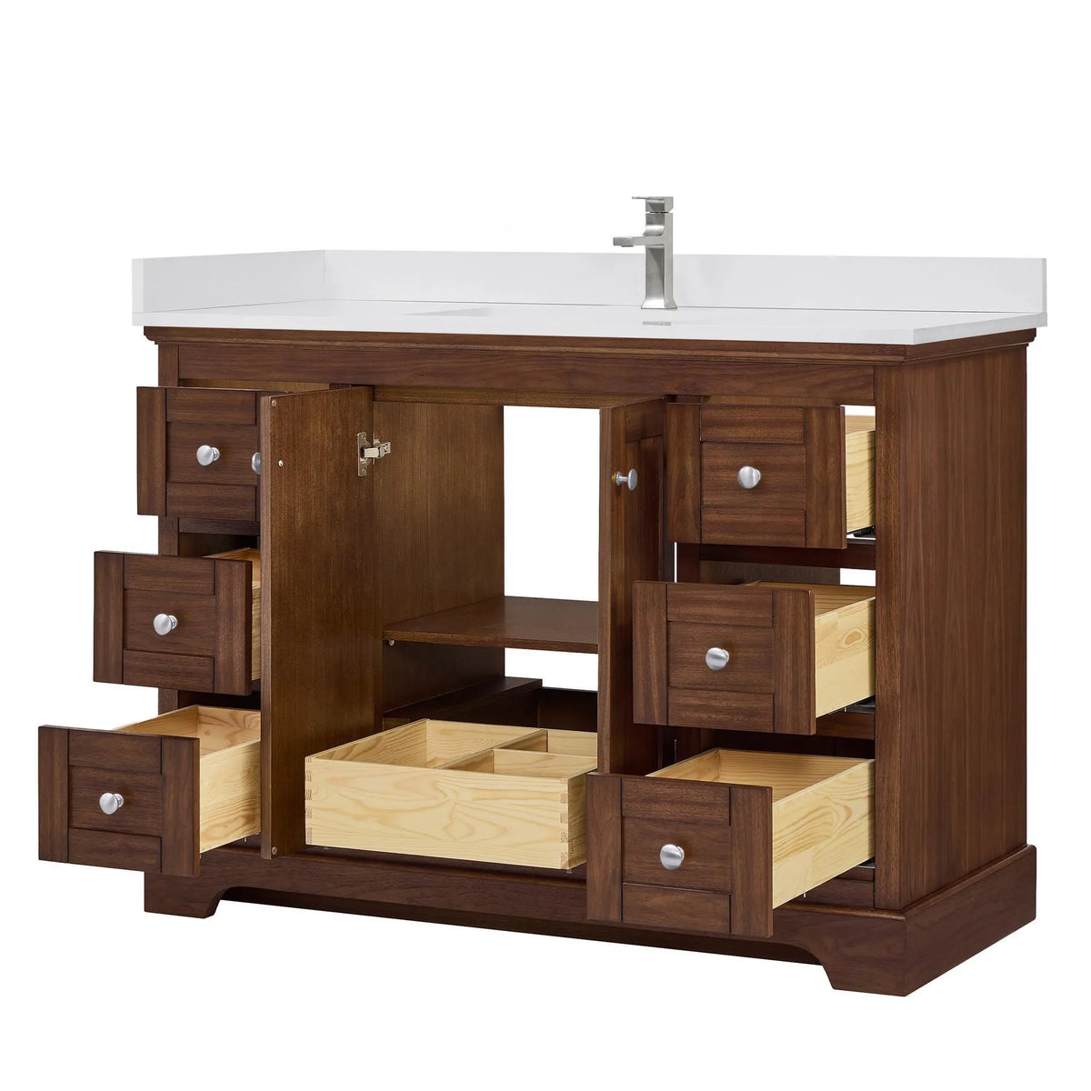 48" Avery Single Bathroom Vanity Dark Walnut Polished Chrome Trim by wyndham View 8