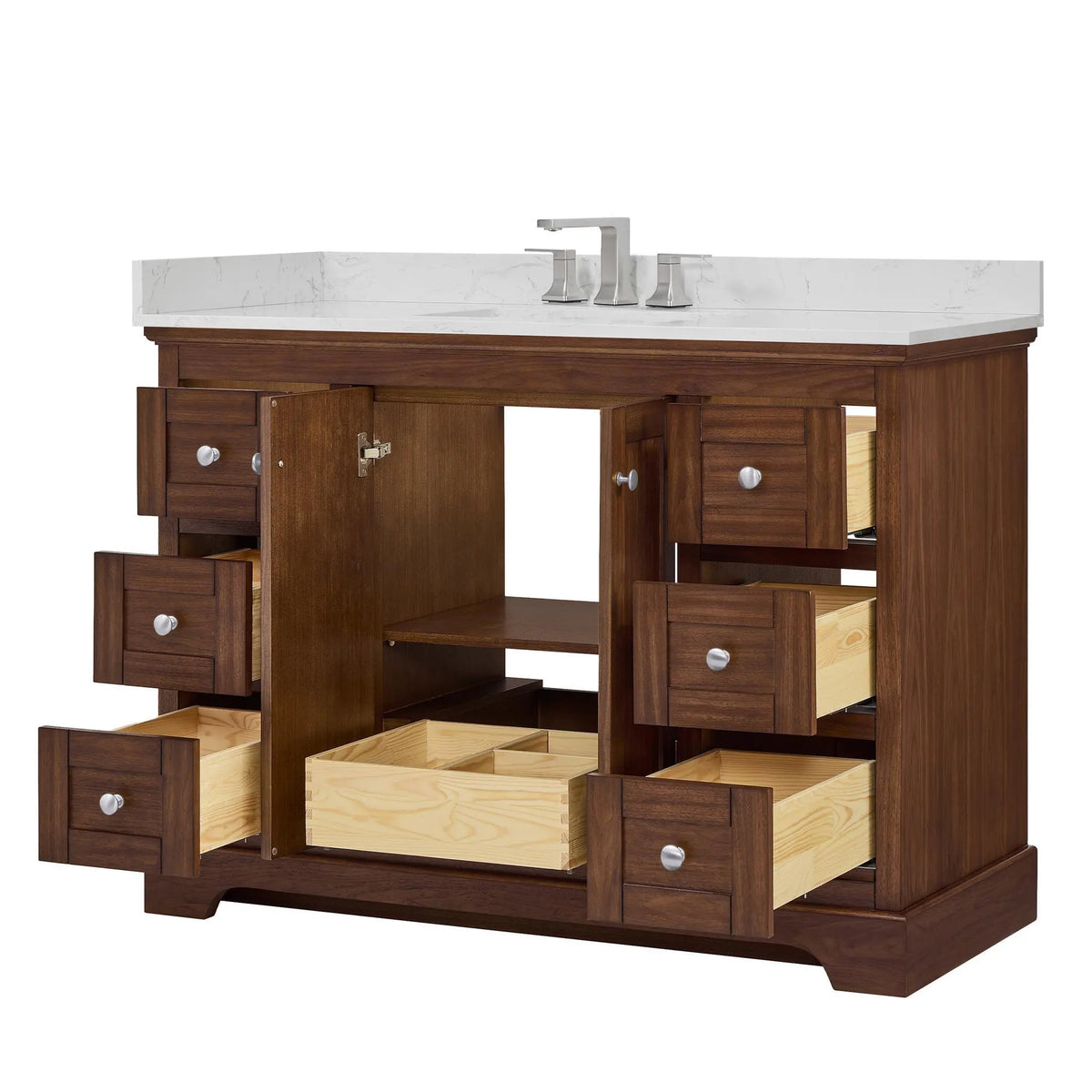 48" Avery Single Bathroom Vanity Dark Walnut Polished Chrome Trim by wyndham View 13