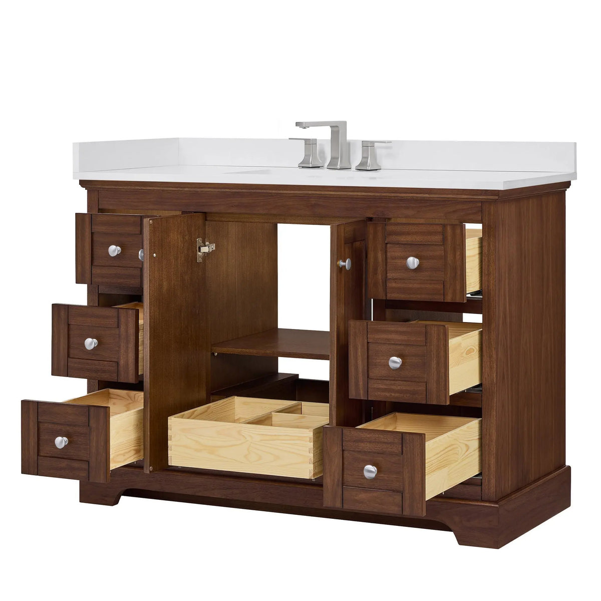 48" Avery Single Bathroom Vanity Dark Walnut Polished Chrome Trim by wyndham View 18