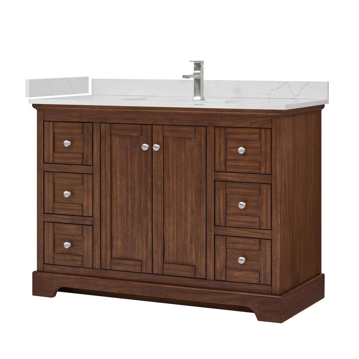 48" Avery Single Bathroom Vanity Dark Walnut Polished Chrome Trim by wyndham View 30