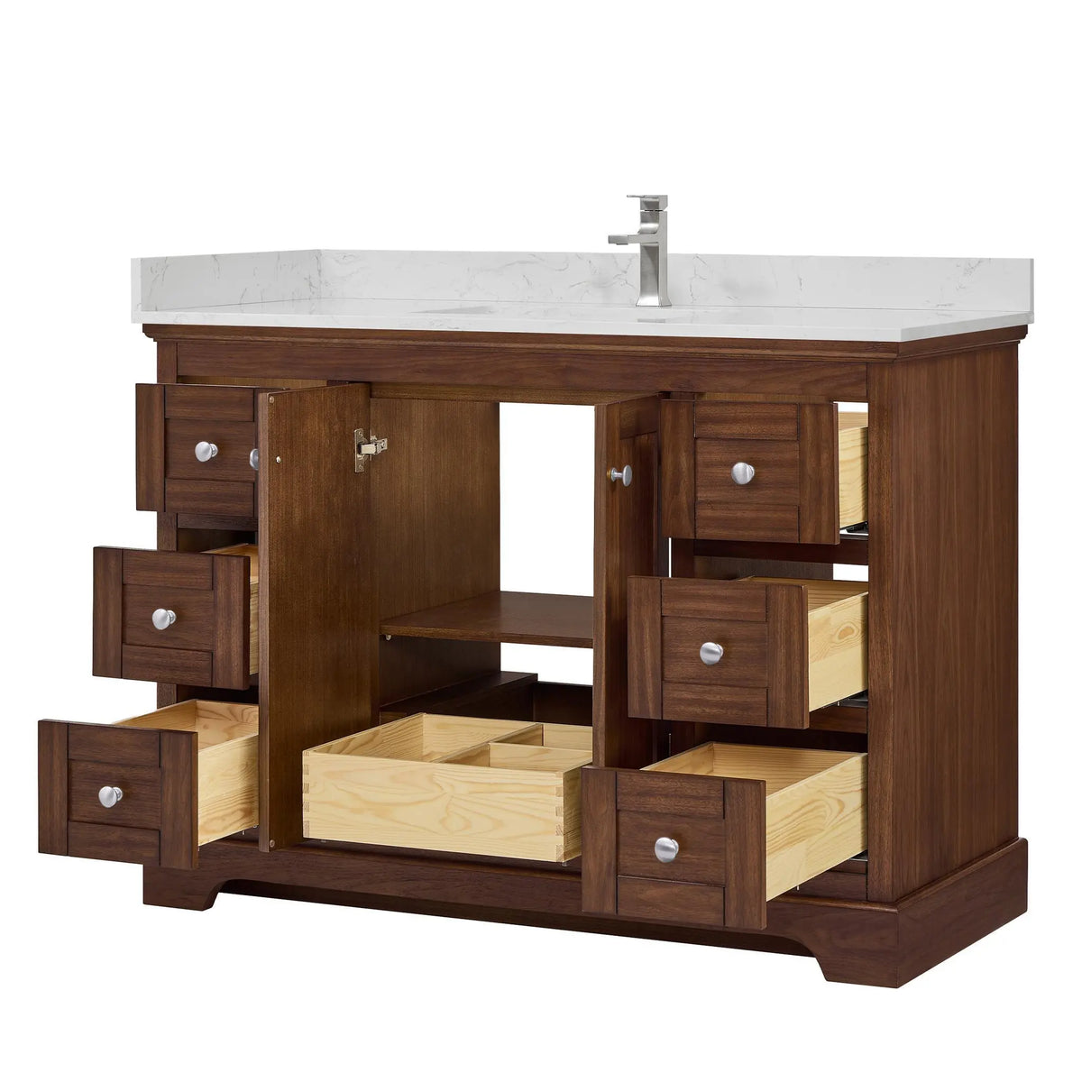 48" Avery Single Bathroom Vanity Dark Walnut Polished Chrome Trim by wyndham View 3
