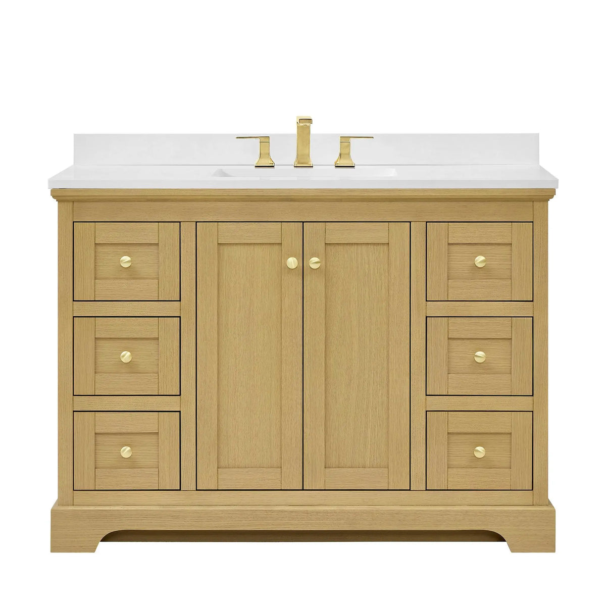 48" Avery Single Bathroom Vanity Honey Oak Brushed Gold Trim by wyndham View 26