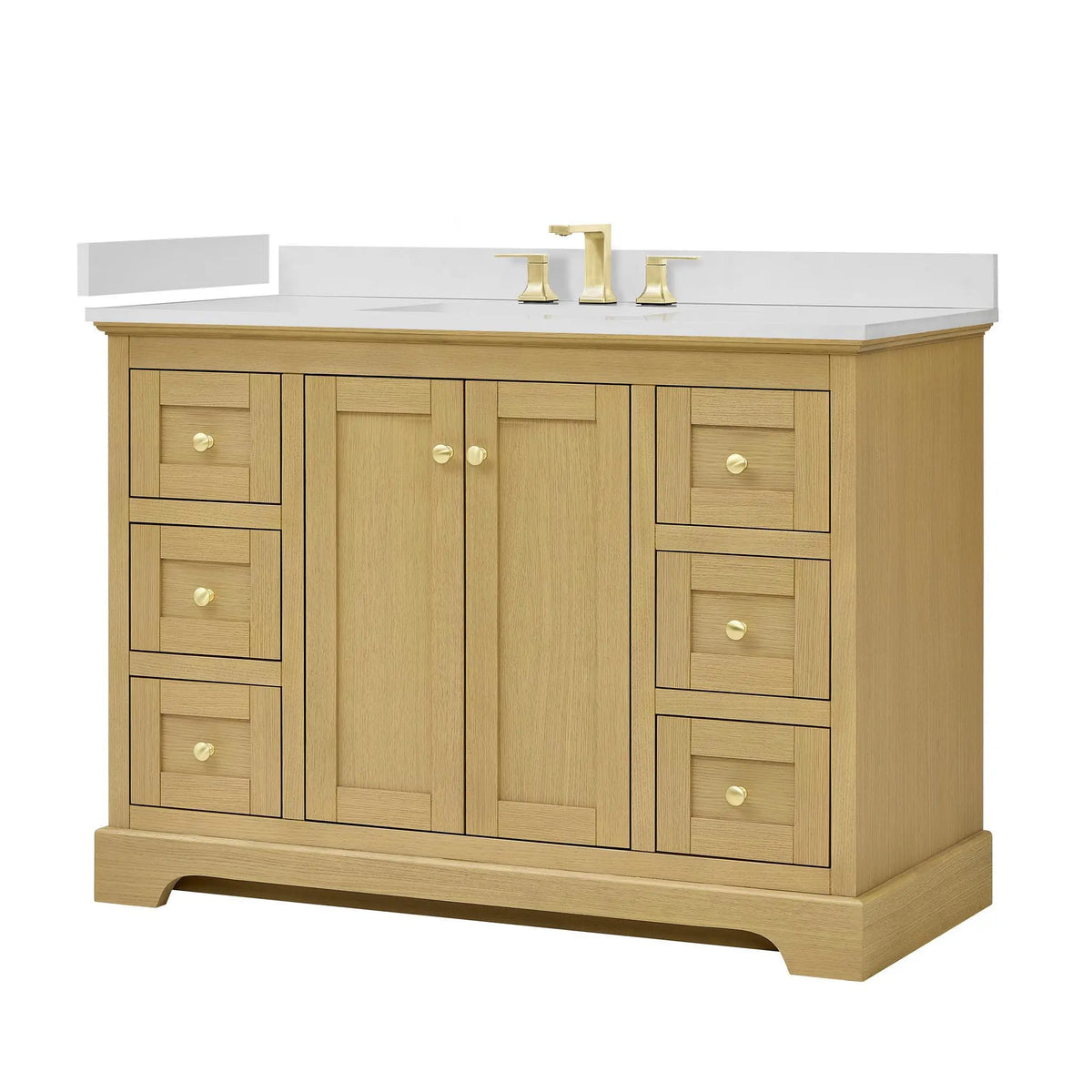 48" Avery Single Bathroom Vanity Honey Oak Brushed Gold Trim by wyndham View 40