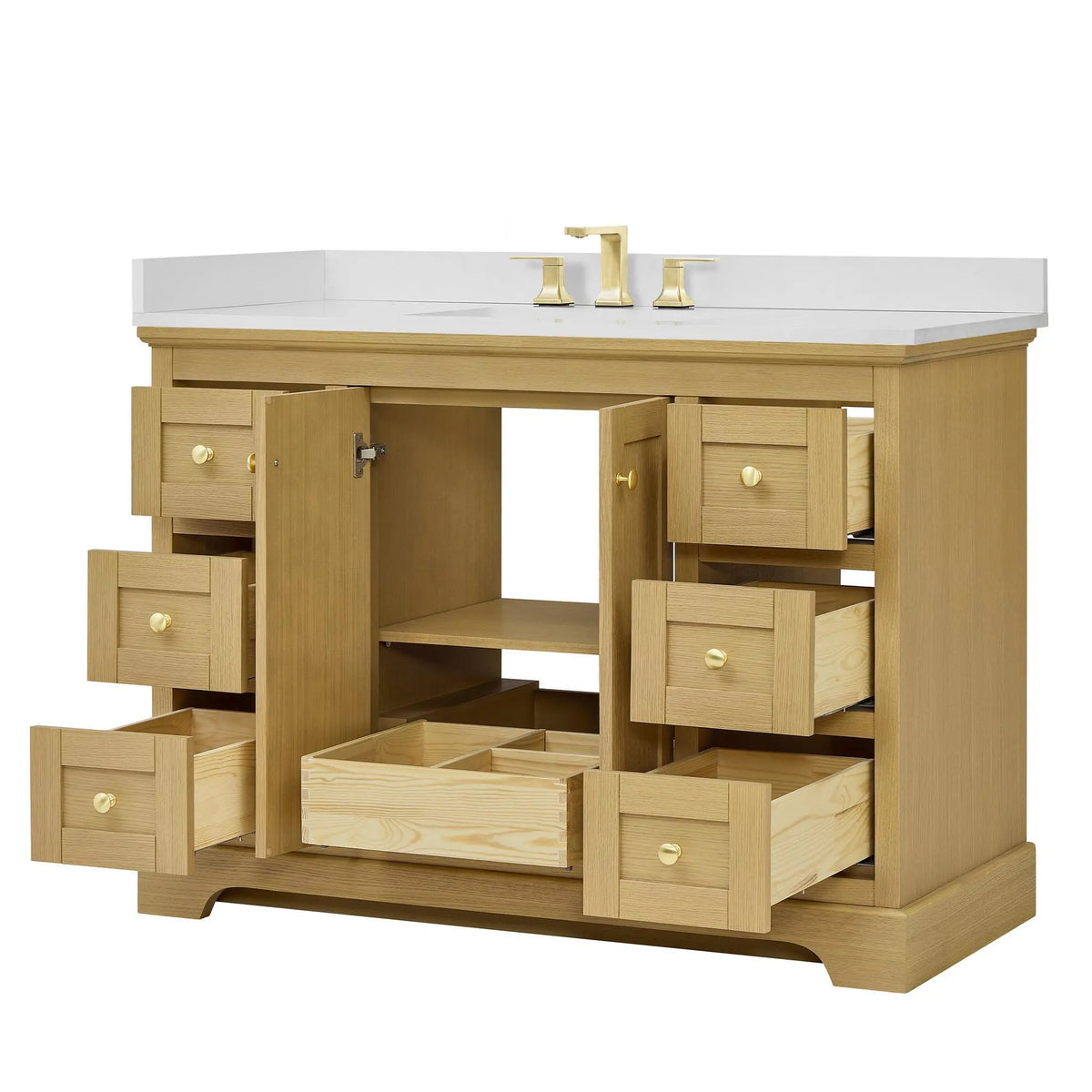 48" Avery Single Bathroom Vanity Honey Oak Brushed Gold Trim by wyndham View 38