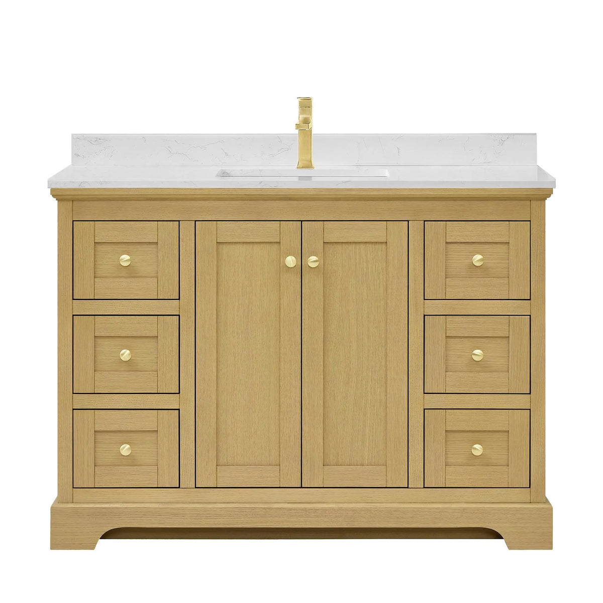 48" Avery Single Bathroom Vanity Honey Oak Brushed Gold Trim by wyndham View 1