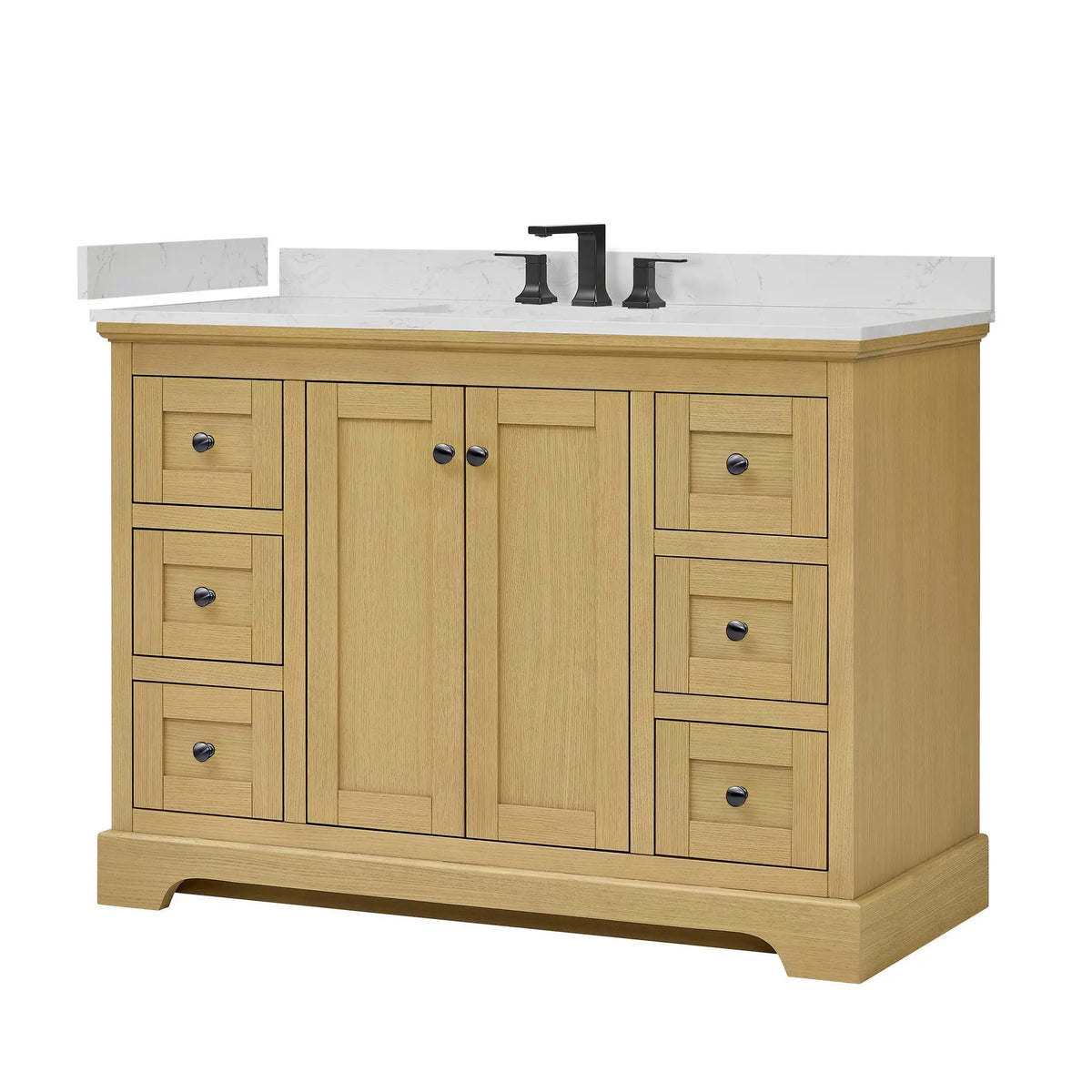 48" Avery Single Bathroom Vanity Honey Oak Matte Black Trim by wyndham View 10