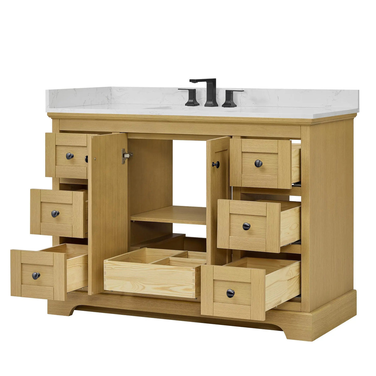 48" Avery Single Bathroom Vanity Honey Oak Matte Black Trim by wyndham View 8