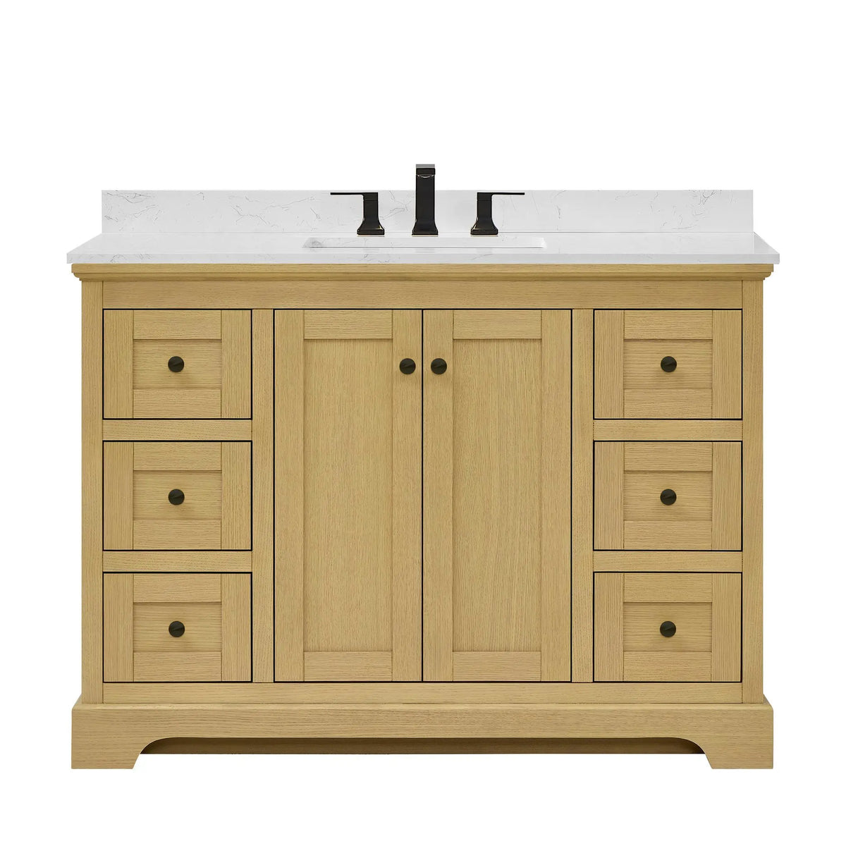 48" Avery Single Bathroom Vanity Honey Oak Matte Black Trim by wyndham View 6