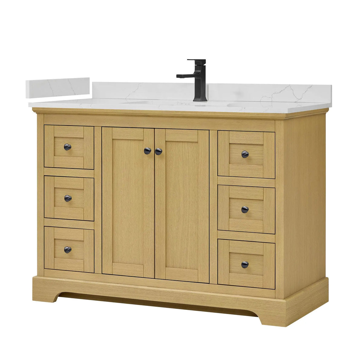 48" Avery Single Bathroom Vanity Honey Oak Matte Black Trim by wyndham View 15