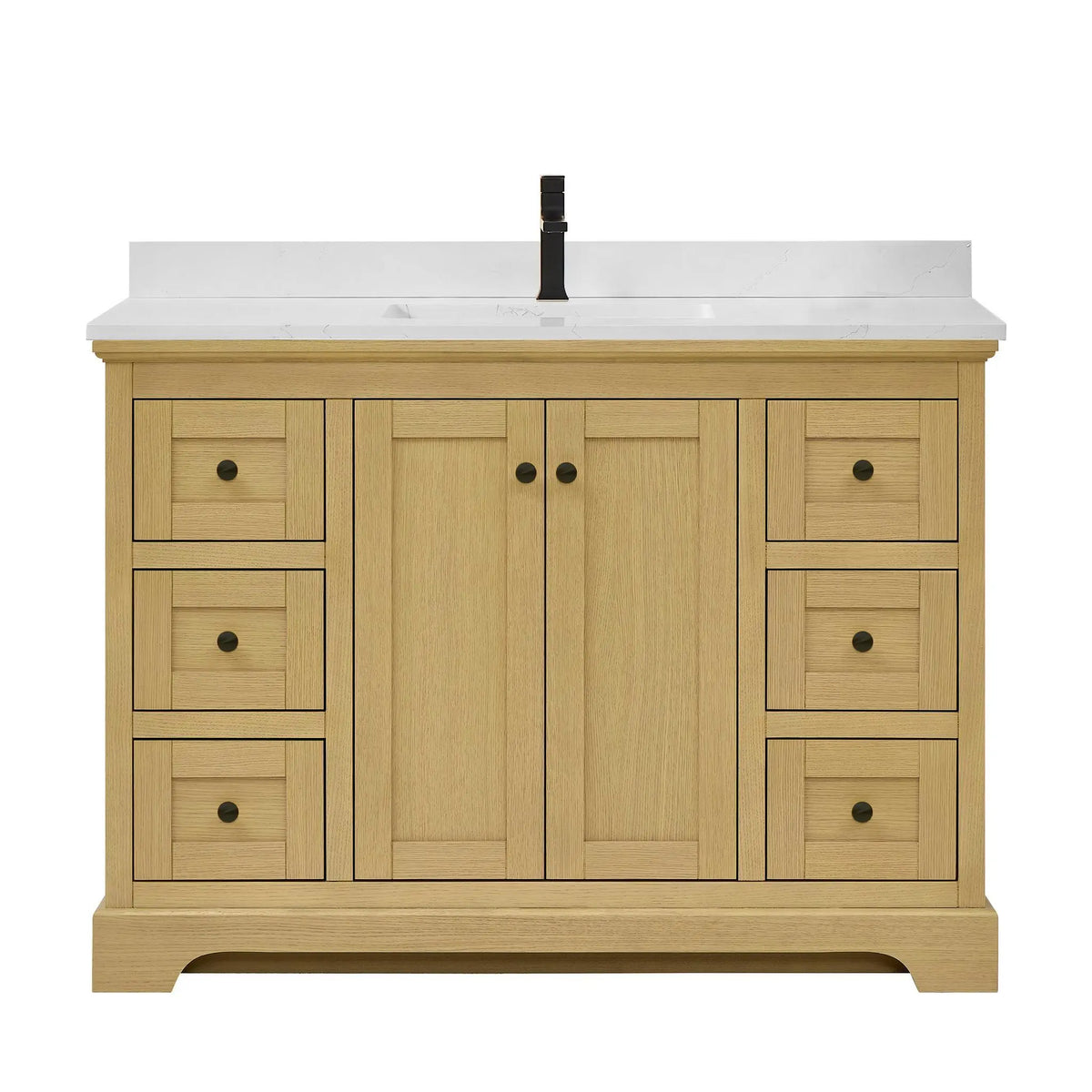 48" Avery Single Bathroom Vanity Honey Oak Matte Black Trim by wyndham View 11