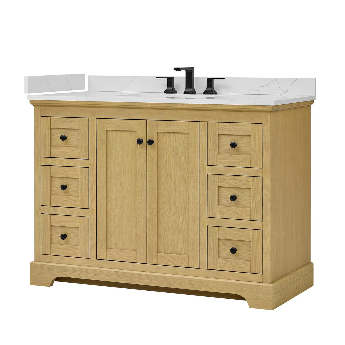 48" Avery Single Bathroom Vanity Honey Oak Matte Black Trim by wyndham View 20
