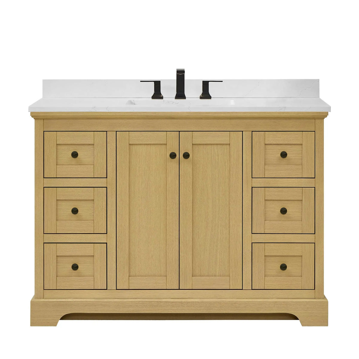 48" Avery Single Bathroom Vanity Honey Oak Matte Black Trim by wyndham View 16